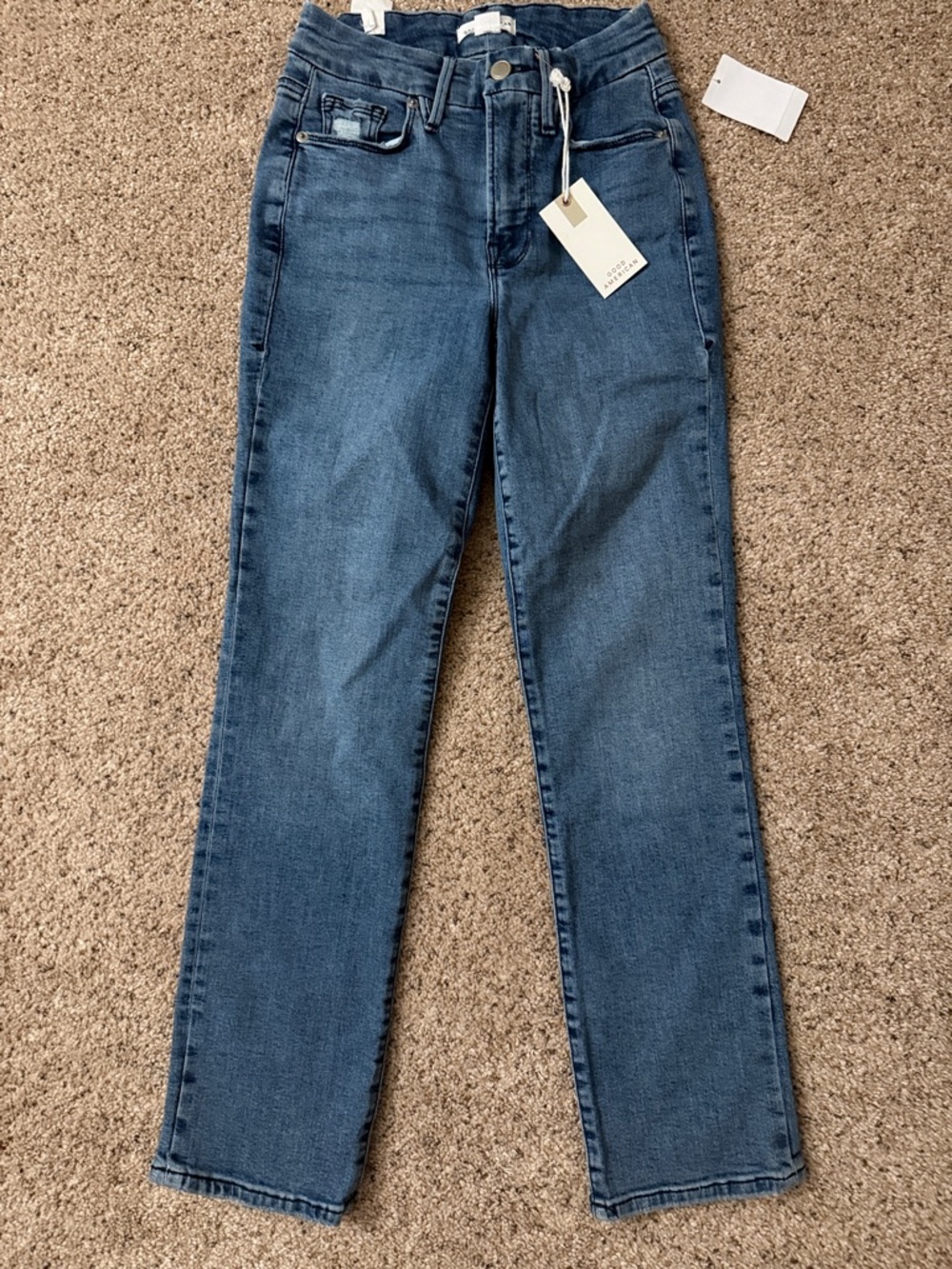 Good American High Waist Ankle Straight Leg Organic Cotton Jeans - Picture 3 of 7
